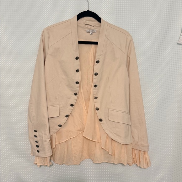 Adore Cream Military Button Romantic Ruffle Jacket Blazer Size Medium - Picture 3 of 8
